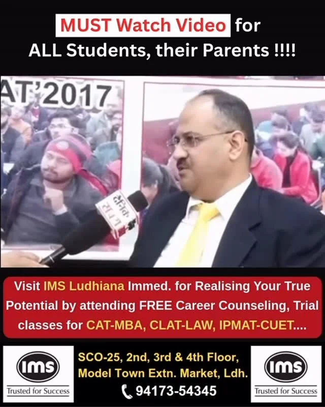 Confused about your career? Let IMS Ludhiana guide you! ✨ FREE Career Counseling ✨ 2 FREE Trial classes for CAT, MBA, CLAT, LAW, IPMAT & CUET Walk-in anyday (including Sunday) between 10am-6:30pm & unlock your future, T...