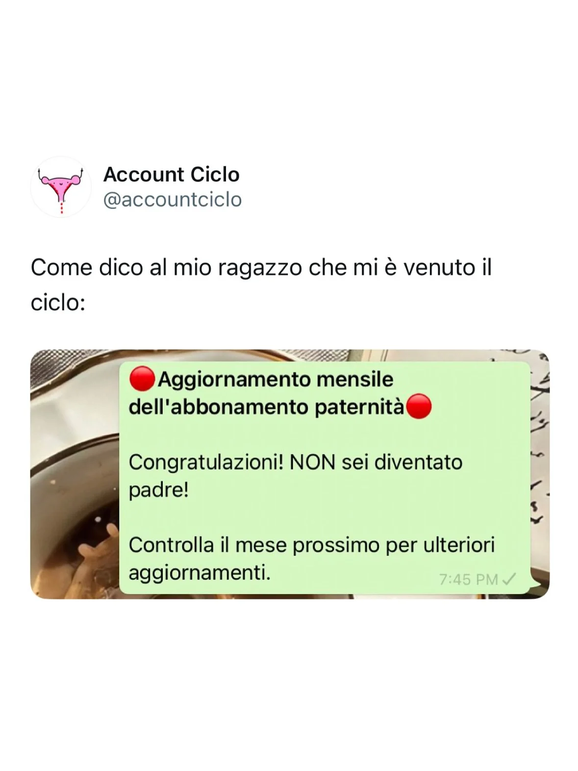 il primo messaggio è sempre il migliore Se vuoi qualche mio consiglio personale per vivere al meglio le mestruazioni commenta sotto questo video con la parola “CICLO” e riceverai un mio messaggio #ciclo #teamciclo #cicl...