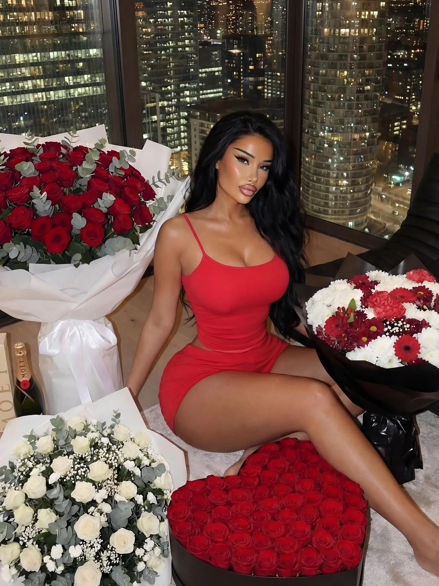 @FashionNova year four, same valentine all i need built in bra cami crop top red