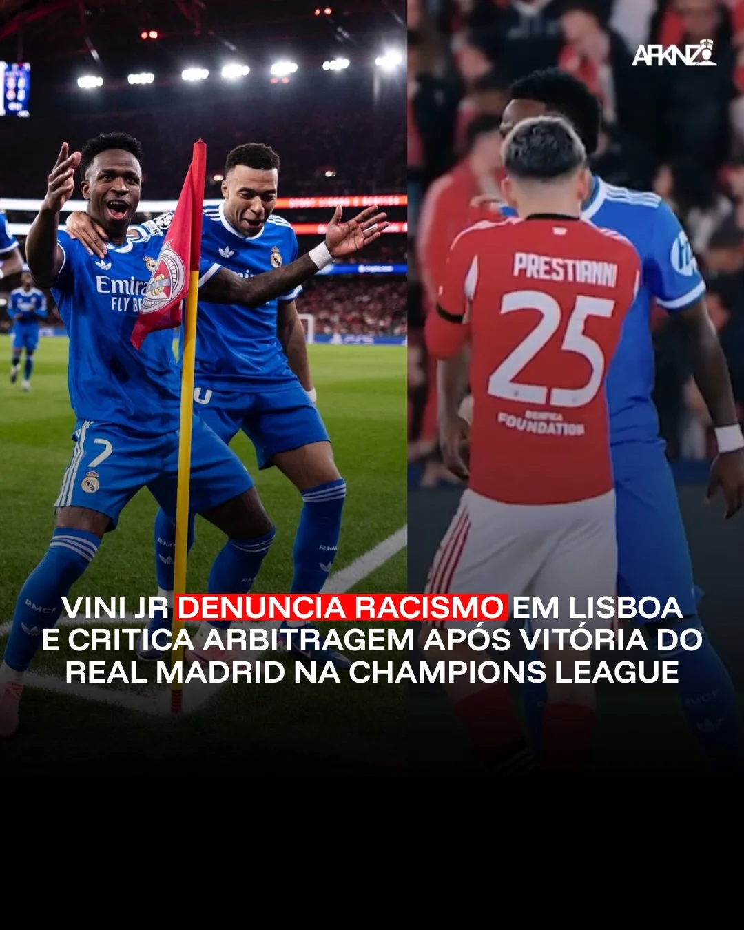 A vitória do Real Madrid por 1 a 0 sobre o Benfica, no jogo das oitavas de final da Champions League, foi marcada por uma denúncia de racismo e pela paralisação da partida no Estádio da Luz, em Lisboa. No início do segu...