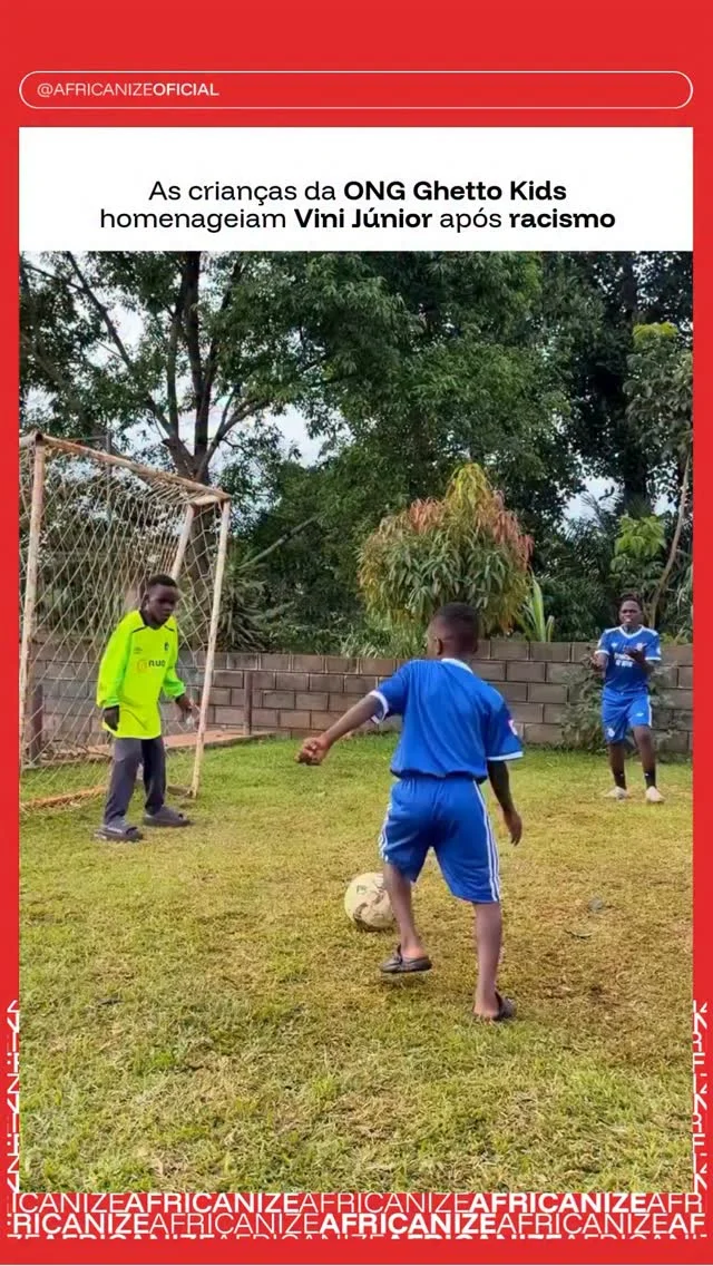 Muito carinho pelo @vinijr ❤️‍ Vídeo/Reprodução: @ghettokids_tfug #africanizeoficial