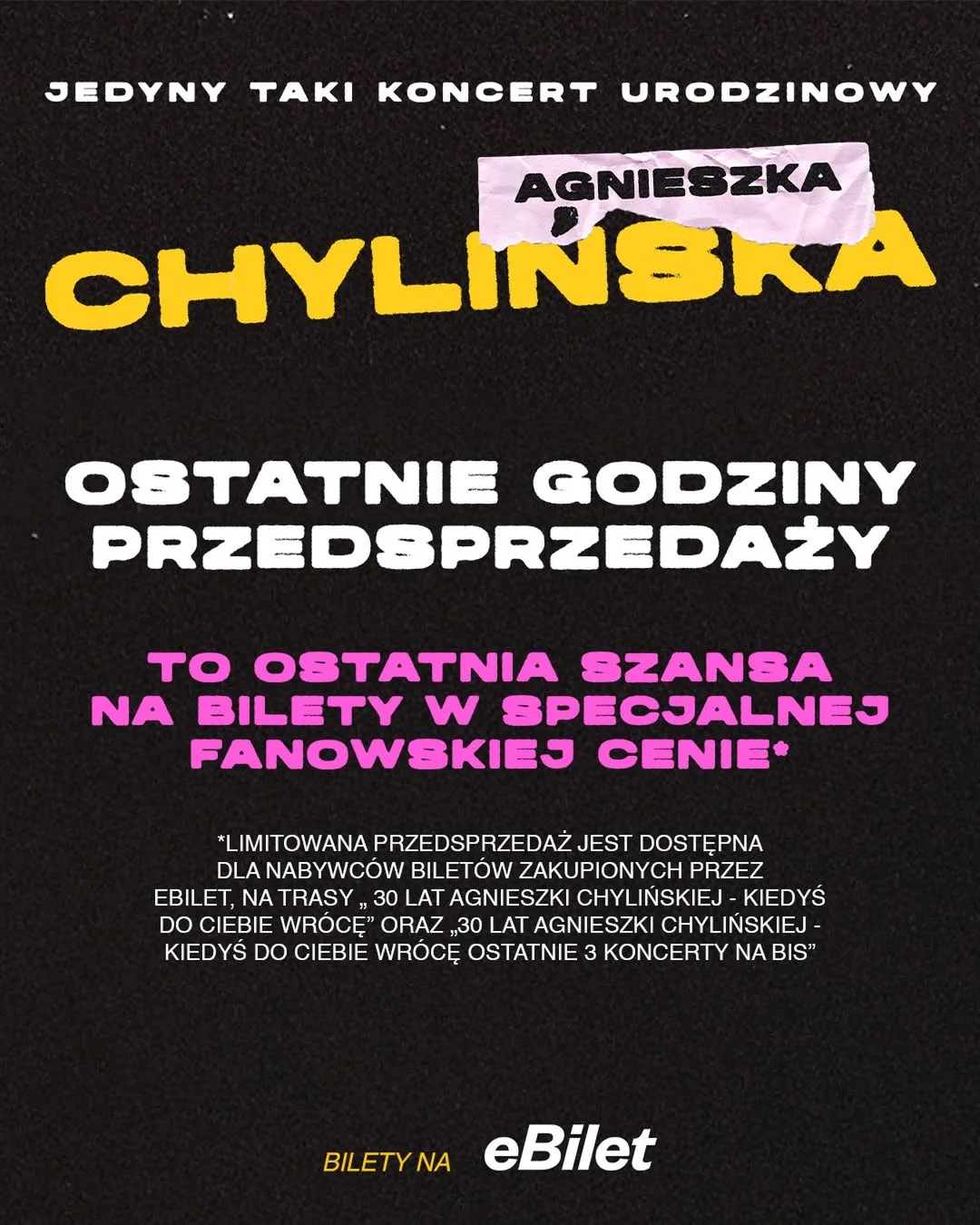 Finałowe godziny przedsprzedaży Dajcie znać kto już z biletem @top.management.official @ebilet @atlasarena agnieszka chylińska • łódź • koncert • urodziny