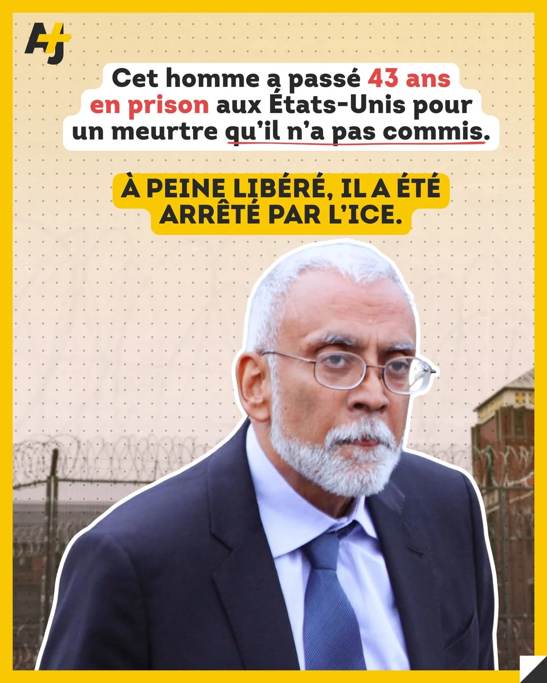 Après 43 ans derrière les barreaux pour un crime qu’il n’a pas commis, Subramanyam Vedam, 64 ans, est sorti de prison…pour être immédiatement arrêté par l'ICE. Il risque aujourd’hui d’être expulsé vers l’Inde. #ICE #pri...