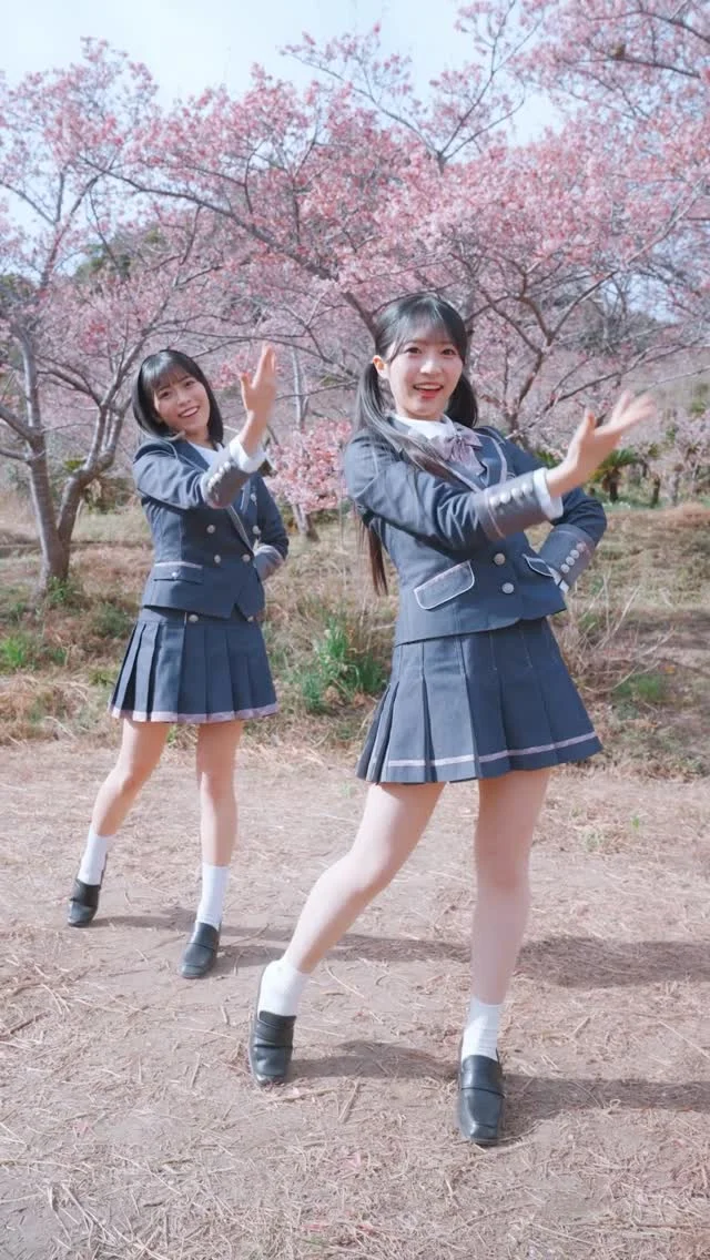 桜とゆなさえ #新井彩永 @saechan_akb48 #秋山由奈 @yuna.a_1212 #AKB48 #AKB48_名残り桜