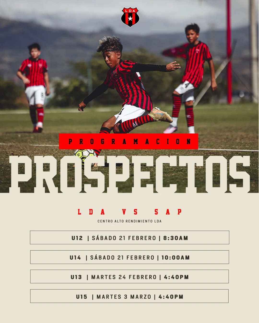 Les compartimos la programación de #LigaMenor en Jornada 08 vs Saprissa.❤️