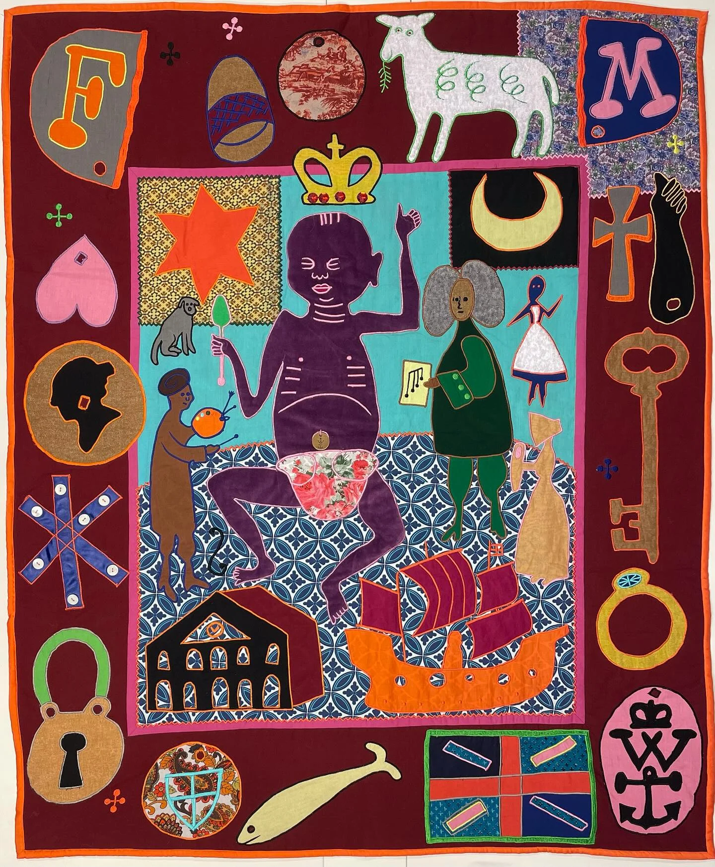 I've been laying low for a while. A ruptured Achilles takes SO long to heal. I have grown a beard, none of my outfits go with the boot. In the meantime here is an appliqué baby blanket I have designed for the Foundling...