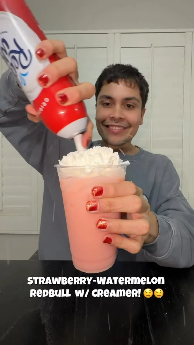 SOOO GOOD!!! Strawberry-Watermelon Redbull w/ Creamerrrr #Redbull #bigfoot #fyp #drinks #DIY