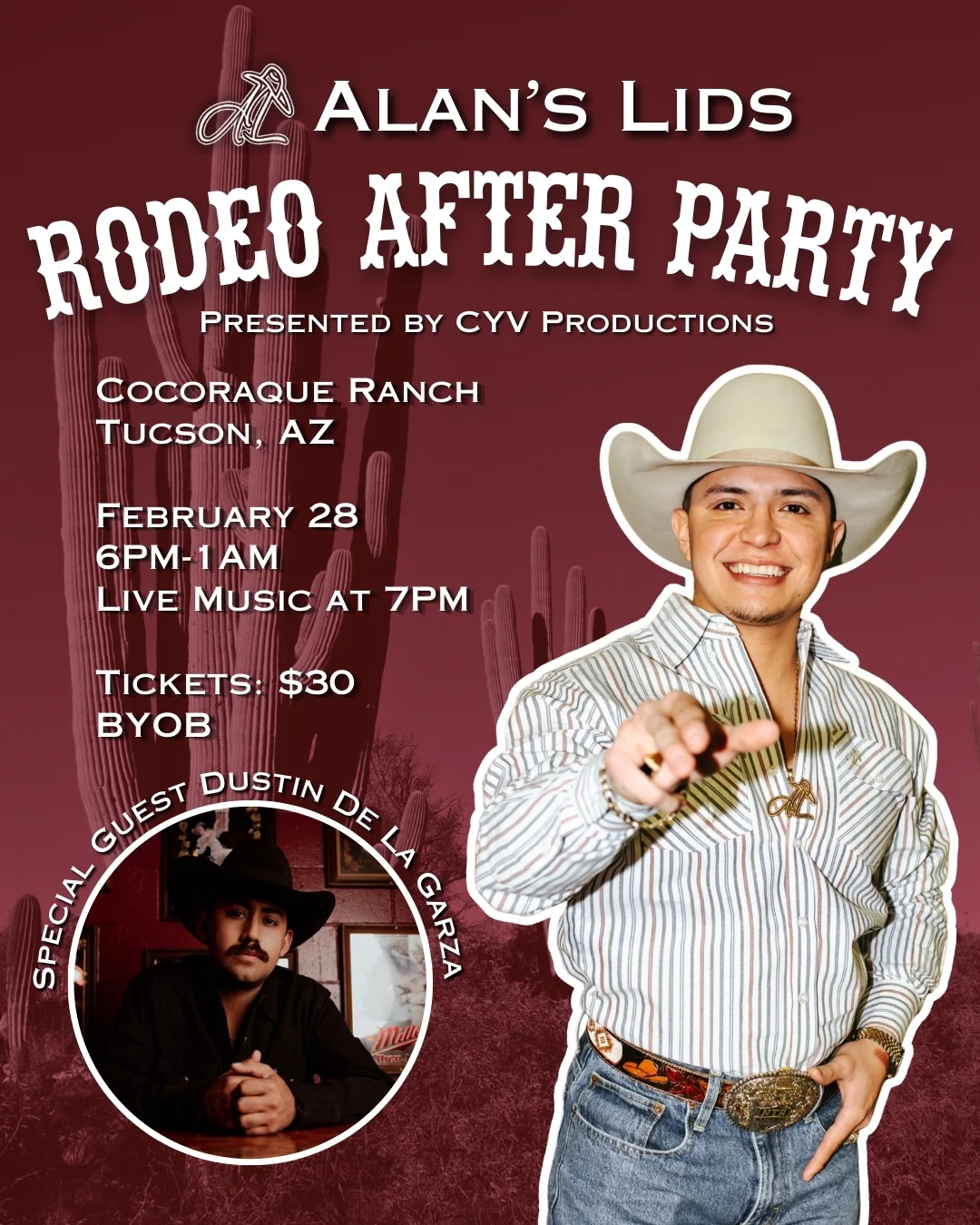 Let’s go! The party is coming to Tucson, Arizona! Join us for our Rodeo After Party at Cocoraque Ranch on February 28th! We’ll have live music from Kolten Kemp, Jesse Colt Band, Kyle Gates, and Dustin De La Garza, plus...