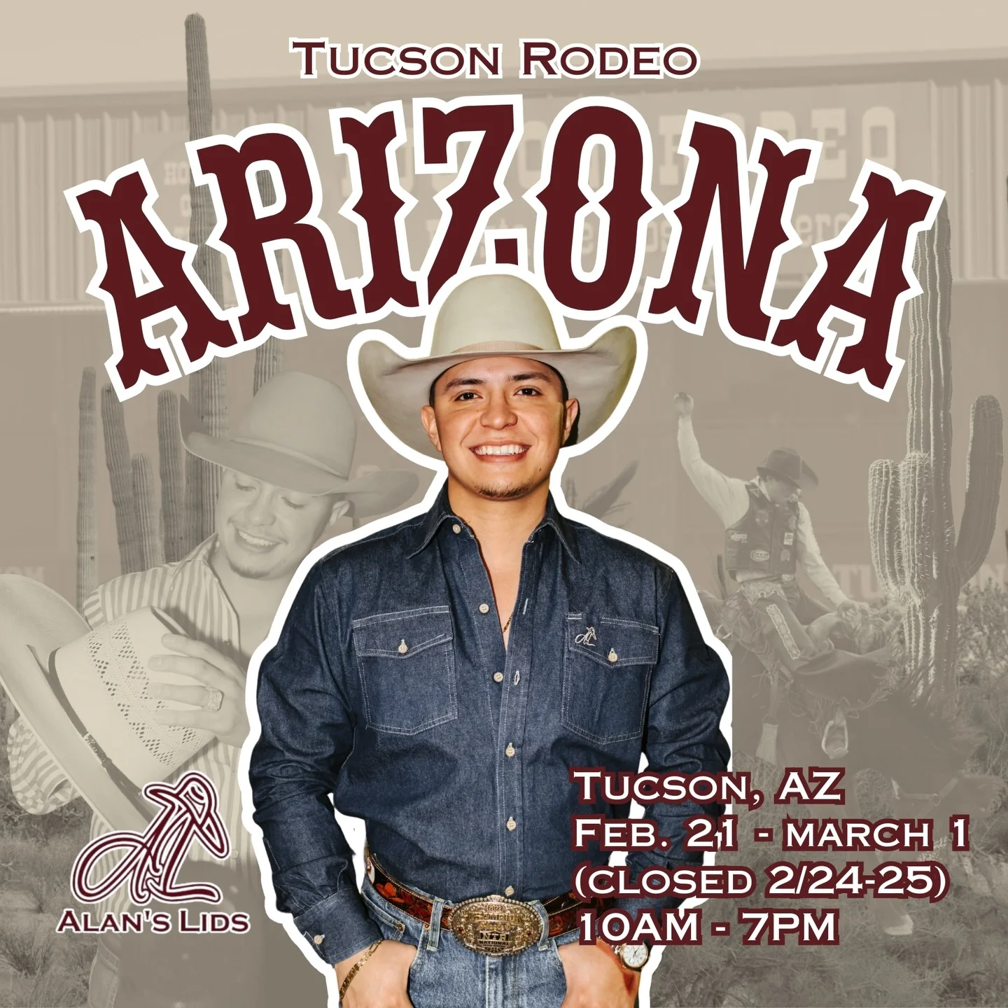 Tuscon, Arizona It’s rodeo time!!! We’re set up at the Tucson Rodeo shaping lids and bringing the heat from February 21 – March 1. We'll be set up everyday from 10AM–7PM and closed on Feb. 24-25. Don't miss your chance...