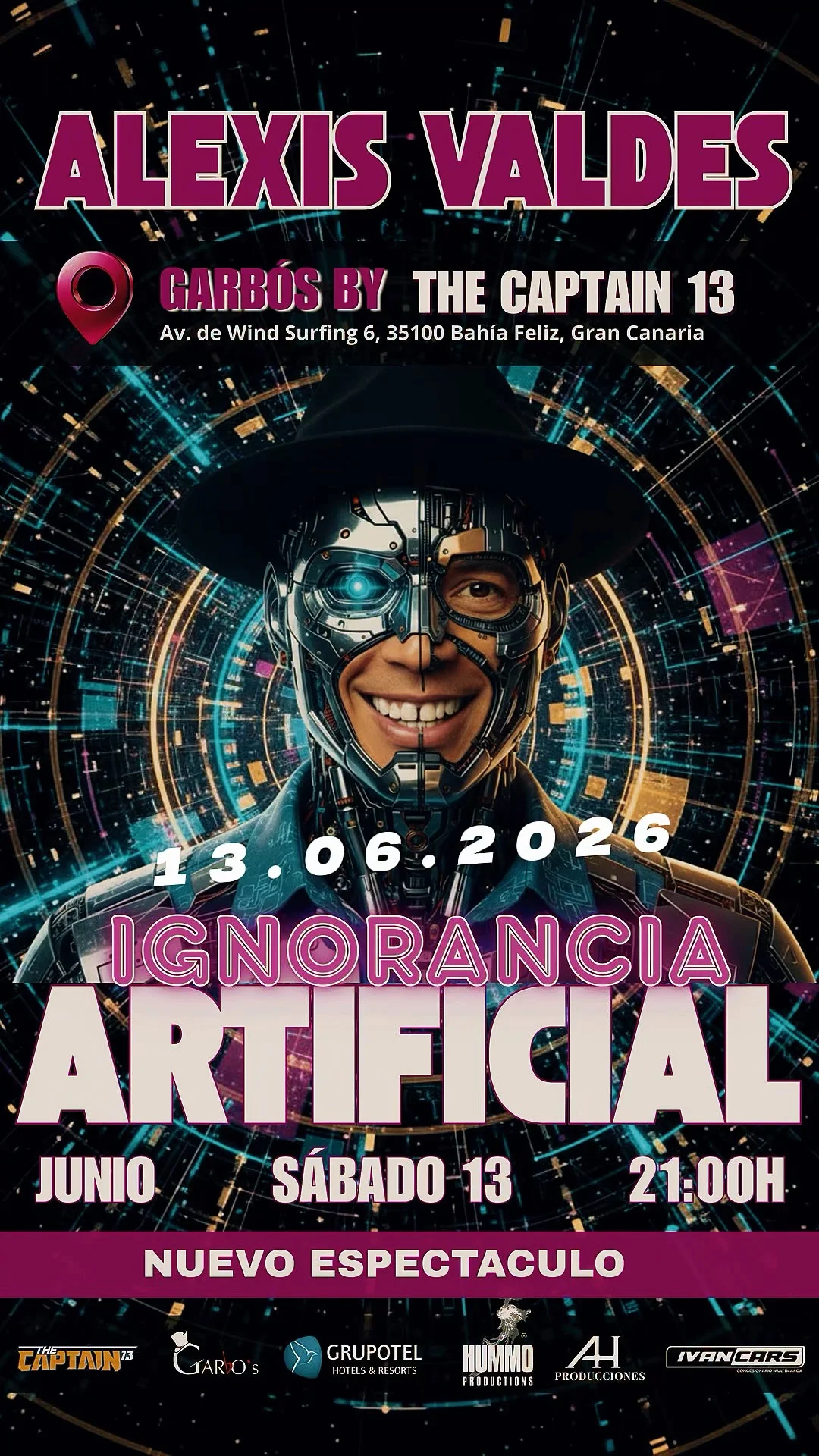 Lugar: Sala Garbo’s by The Captain 13, Gran Canaria Fecha: Sábado, 13 de junio Hora: 21:00 h Recomendado: Mayores de 16 años Ríe, reflexiona y prepárate para cuestionarlo todo.