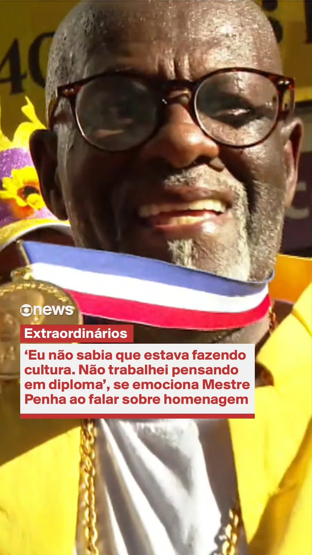 O MESTRE DOS MESTRES – No #J10, o #Extraordinários de carnaval teve @alinemidlej mostrando a história extraordinária de José da Penha Ferreira, o Mestre Penha, que tem 55 dos seus 72 anos de vida são dedicados aos bloco...