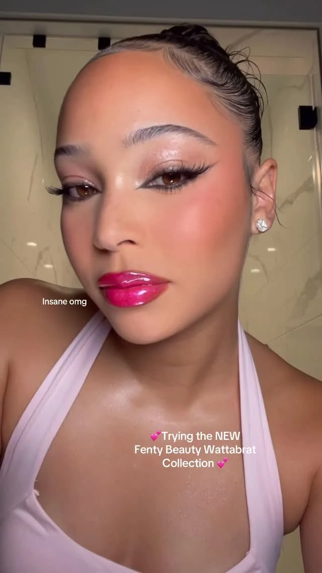 The puff is crazyyy hahah I love it @fentybeauty this is so cute #fentybeauty #pinkmakeuplook