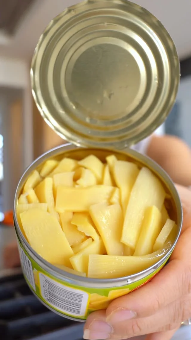 MIEN GA BROTH - CHICKEN GLASS NOODLE SOUP
PART 1 OF 2 BROTH ONLY

BROTH
1 rotisserie chicken
5 pieces/ slices of ginger
1 yellow onion, peeled
1.5 cups baby carrots*
A couple several pieces of rock sugar
4 quarts of water
Bamboo*
*or 3 regular carrots, chopped
*canned bamshe sitl

TO SEASON
Chicken bouillon
Salt
Fish sauce
Sugar

INSTRUCTIONS
1. Shred off all the meat from the rotisserie chicken. Separate the meat from the bones/ carcass/ skin. (my rotisserie chicken was a little too toasty so I left the parts of the skin that was super toasty out since I didn’t want it to darken my broth)

2. In a stock pot, add: rotisserie chicken carcass and any juices from the rotisserie chicken, 5 slices of ginger, 1 yellow onion, 1.5 cups baby carrots/ chopped carrots, rock sugar and 4 quarts of water.

3. Bring to boil and then reduce heat and simmer for ~25 minutes. 

4. After 25 mins, discard everything inside your broth.. carrots, onions, ginger, carcass, etc. We only need the broth.

5. Then add bamboo shoots/ fresh bamboo.

6. Season broth to preference using chicken bouillon, salt, fish sauce and/ or sugar. I like ot start with chicken bouillon because there’s already some saltiness and umami to chicken bouillon so it’ll allow me to gage how much salt, fish sauce and/ or sugar to add. 

7. Your broth is now down. Ill show you how to cook the noodles/ assemble a bowl in part 2