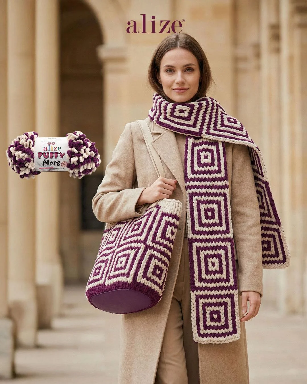 Alize Puffy More ile kış stilinizi tamamlayan modern ve zamansız tasarımlar Şiş ve tığ kullanmadan sıcaklık, konfor ve şıklık bir arada. Alize Puffy More ile yapabileceğiniz tasarımlar için hazır şablonlar hazırladık, w...