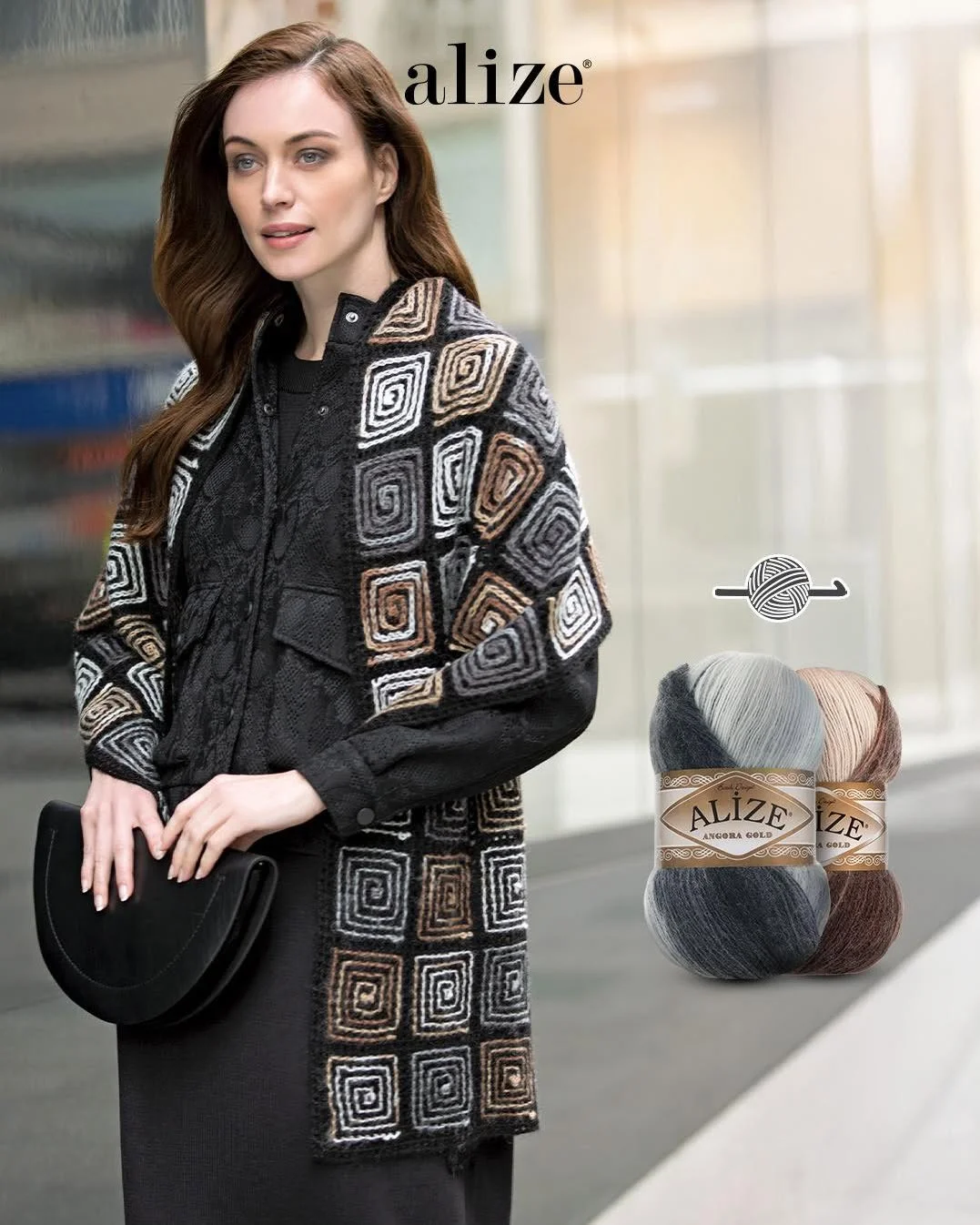 Alize Angora Gold Batik ile geometrik desenli şal Renkler: Alize Angora Gold 60 Alize Angora Gold Batik 1900, 6779 Tığ No: 3-4 mm #alizeyarns #alizeangoragoldbatik #knitting #shawl #crochet