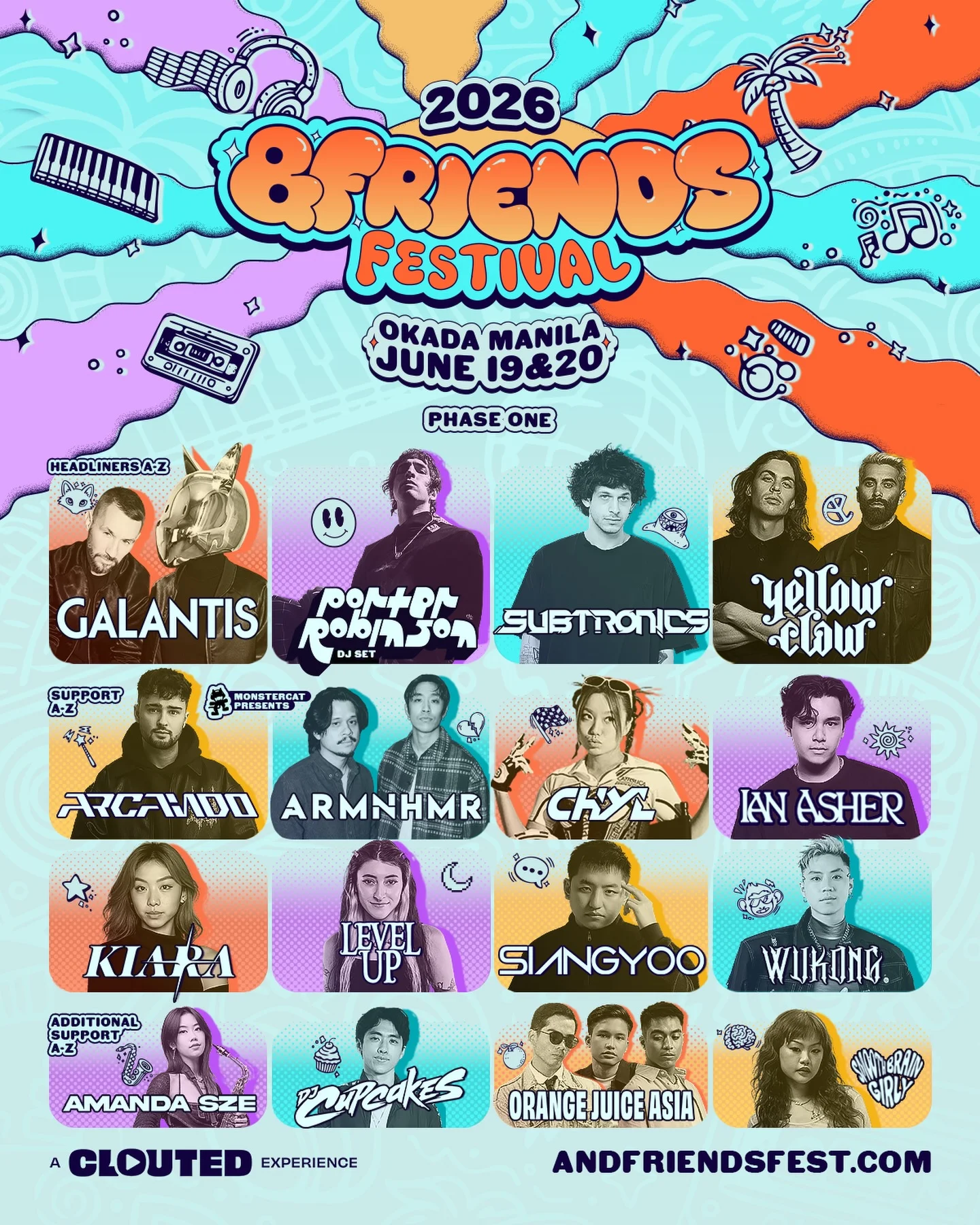 Full send. Manila. June 19-20. Your Phase 1 Lineup. See you at Okada for &FRIENDS Festival 2026, tickets on sale NOW #andfriendsfest #andfriendsfest2026
