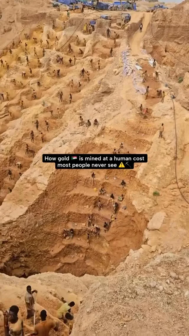 While the world looks away, Sudan is facing a g3n-oc/ide at the hands of the RSF and at the same time, systems of exploitation continue to profit from the country’s suffering.
Across Sudan and South Sudan, gold mining has become a major source of income, but it comes at a devastating human cost. Workers, many of them children are forced into informal, unregulated mines with almost no protection. Tunnels collapse. Toxic fumes suffocate. Extreme conditions make survival uncertain every single time.

But this crisis is not separate from the violence and it is connected to it. The gold trade has been repeatedly linked to funding armed groups, including networks tied to the RSF, helping sustain the very atrocities unfolding today.
Sudan produces tens of tons of gold each year, placing it among Africa’s top producers. Yet much of this wealth is built on exploitation, conflict, and silence.
Behind the shine is a system feeding both profit and genocide and the world continues to ignore it.