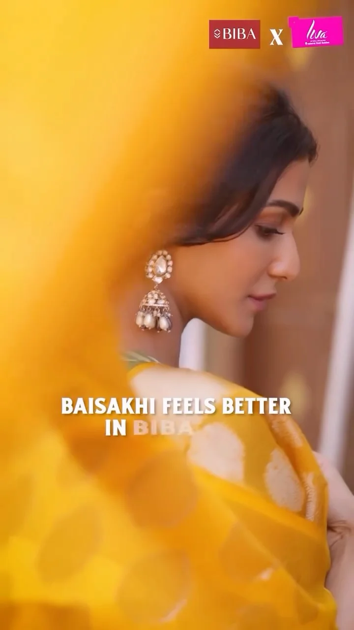 If Baisakhi had a dress code…this would be it! ✨ Love these vibrant & comfy styles from BIBA X LIVA’s festive collection! [baishakhi outfits, anarkali suits, yellow suit set, green suit set, BIBA festive outfits] #BIBAF...