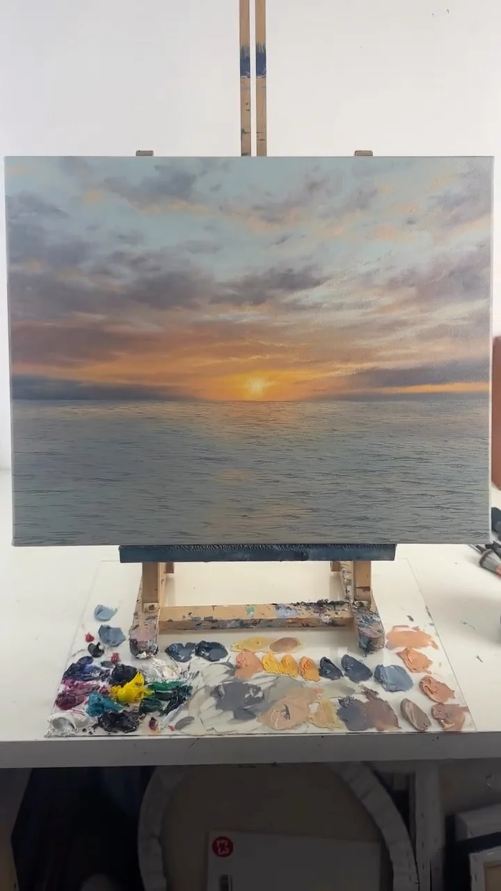 ‘Love Is An Anchor’ original painting available #oceanart #oceansunset #seascapepainting #sunsetart