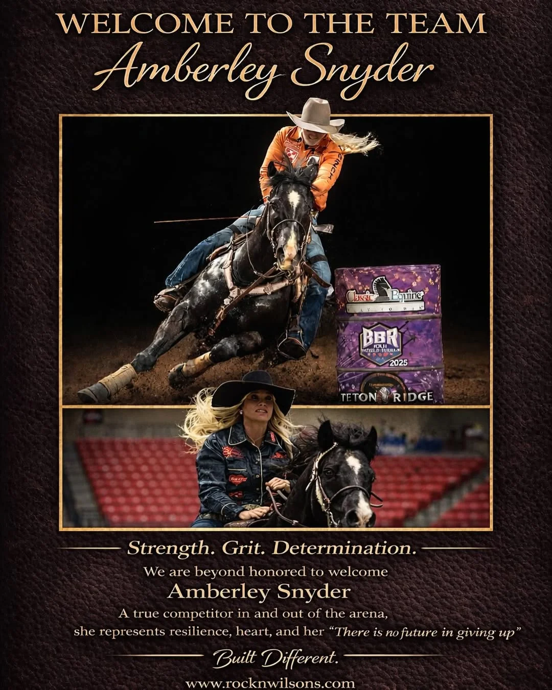 Rockn’ Wilsons is proud to officially welcome @amberleysnyder to the team. Strength. Grit. Determination. A true competitor in and out of the arena, she embodies resilience, heart, and the mindset that defines champions...