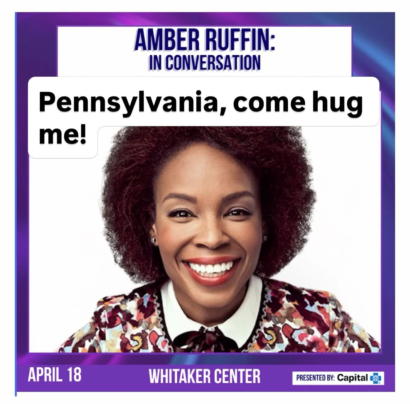 I‘m gonna have a very fun gab at The Whitaker Center in PA on 4/18! Come hang!