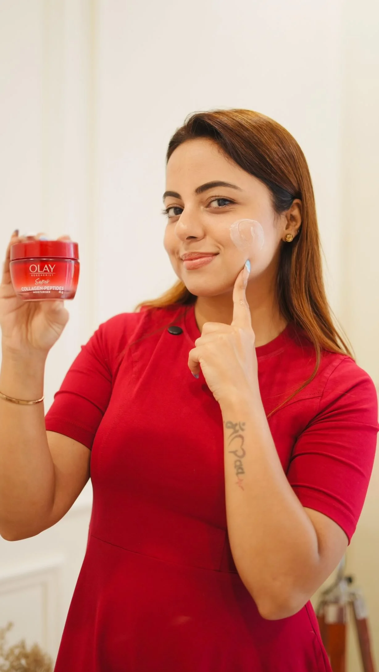 I literally texted my sister saying it’s Olay She didn’t believe me either.But those results were hard to ignore. So I’m starting my 30 days with Olay Super Collagen Peptides Moisturiser. Use my coupon code OLAY40F0MGJ5...