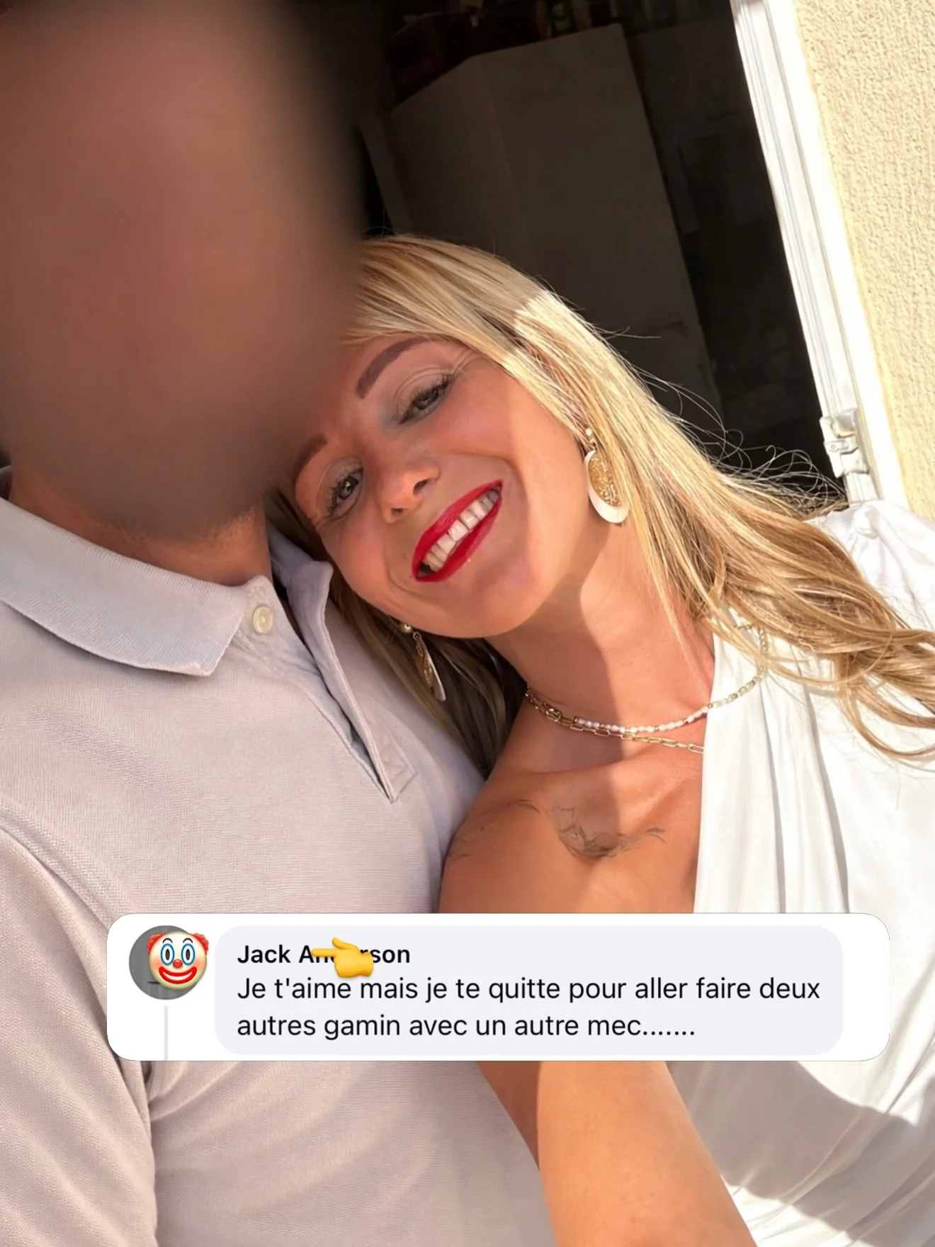 Il faut quand même une vision très abîmée des femmes et des relations pour lire un message de respect, de gratitude et d’amour, et réussir à le traduire par : « elle ira faire deux autres gamins avec un autre mec ». À c...