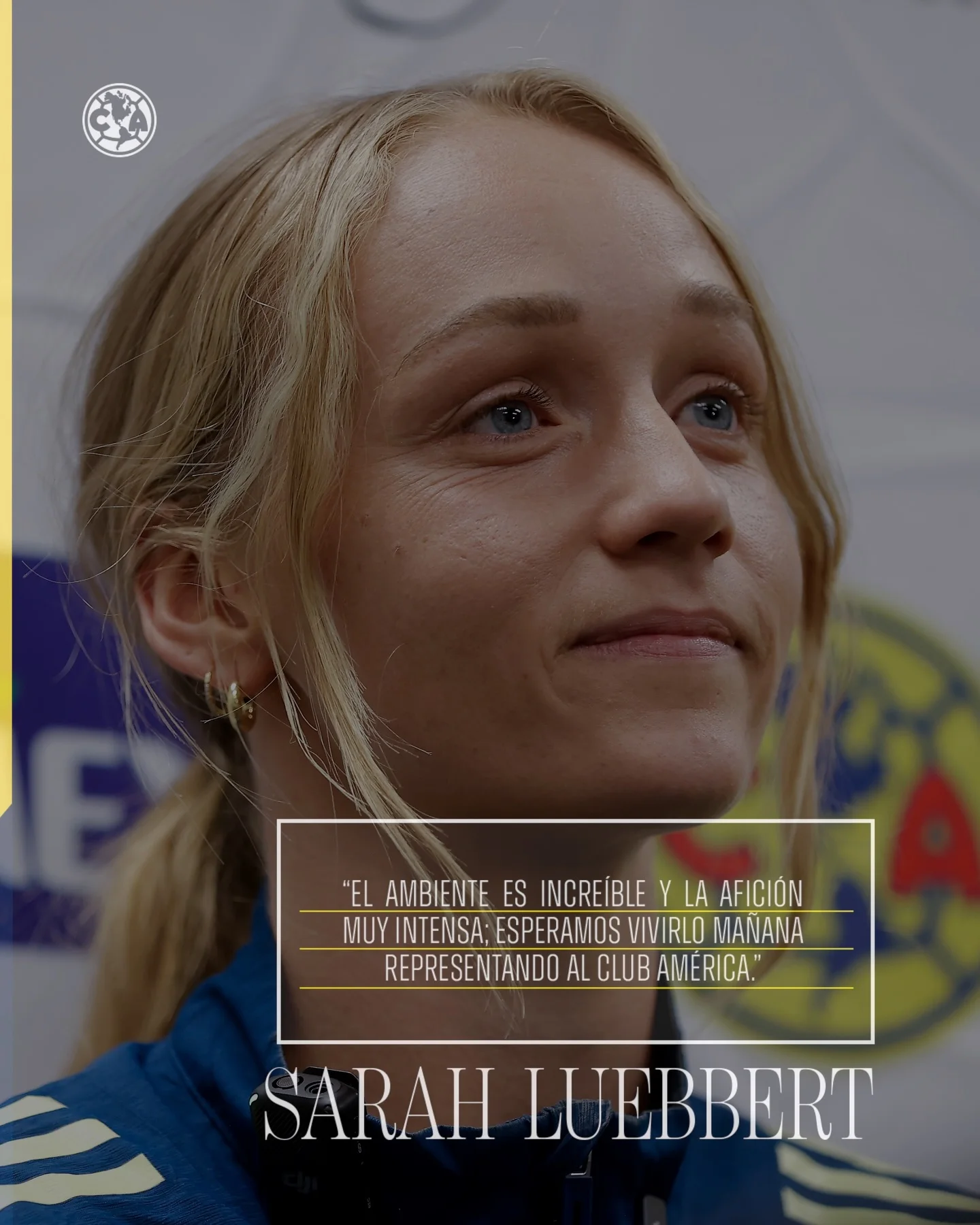 ️ Sarah Luebbert en conferencia de prensa, previo al #GoldenClash contra Tigres. #AméricaInAmerica