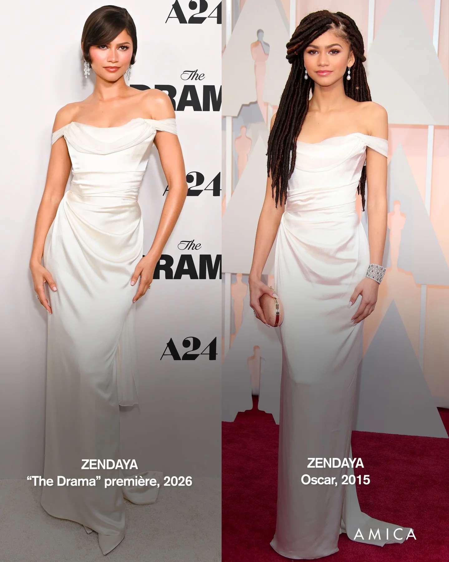 In occasione della première di “The Drama” a Los Angeles, il film che la vede protagonista insieme a Robert Pattinson, @zendaya ha indossato un abito di raso bianco elegante, che avevamo già visto da qualche parte. Si t...