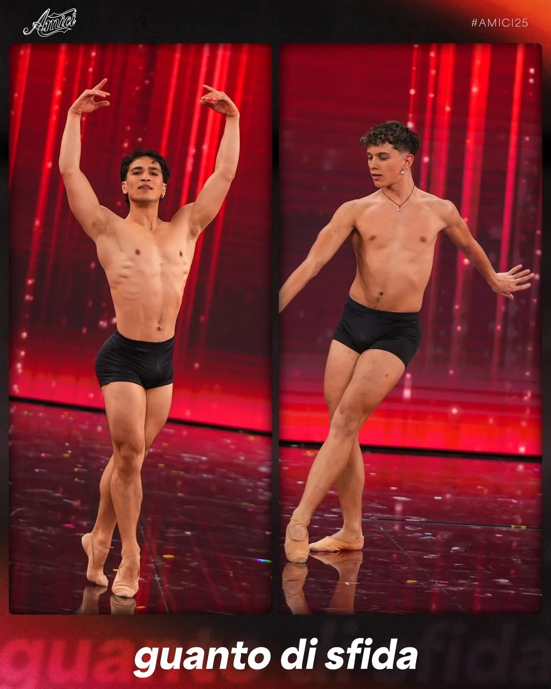 Lo studio si illumina di rosso per il guanto di sfida tra Nicola e Alessio! Chi avete preferito? #Amici25