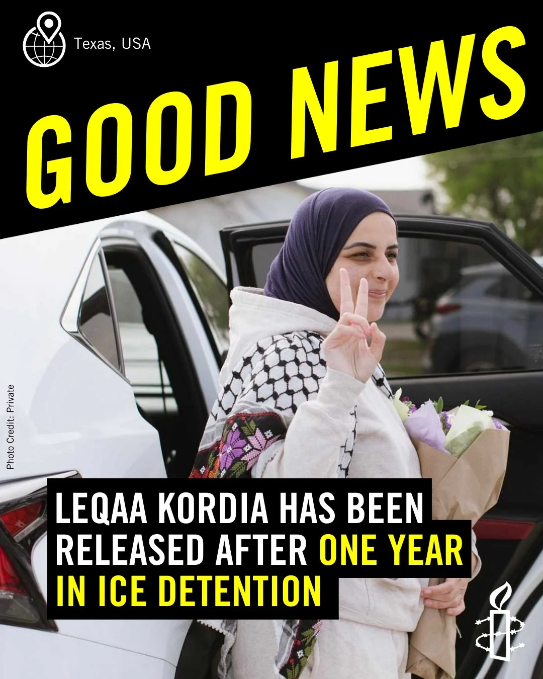 We are beyond delighted and relieved that Leqaa Kordia has been released from arbitrary immigration detention. After spending a harrowing year in #ICE custody, Leqaa can return to New Jersey to reunite with her family a...